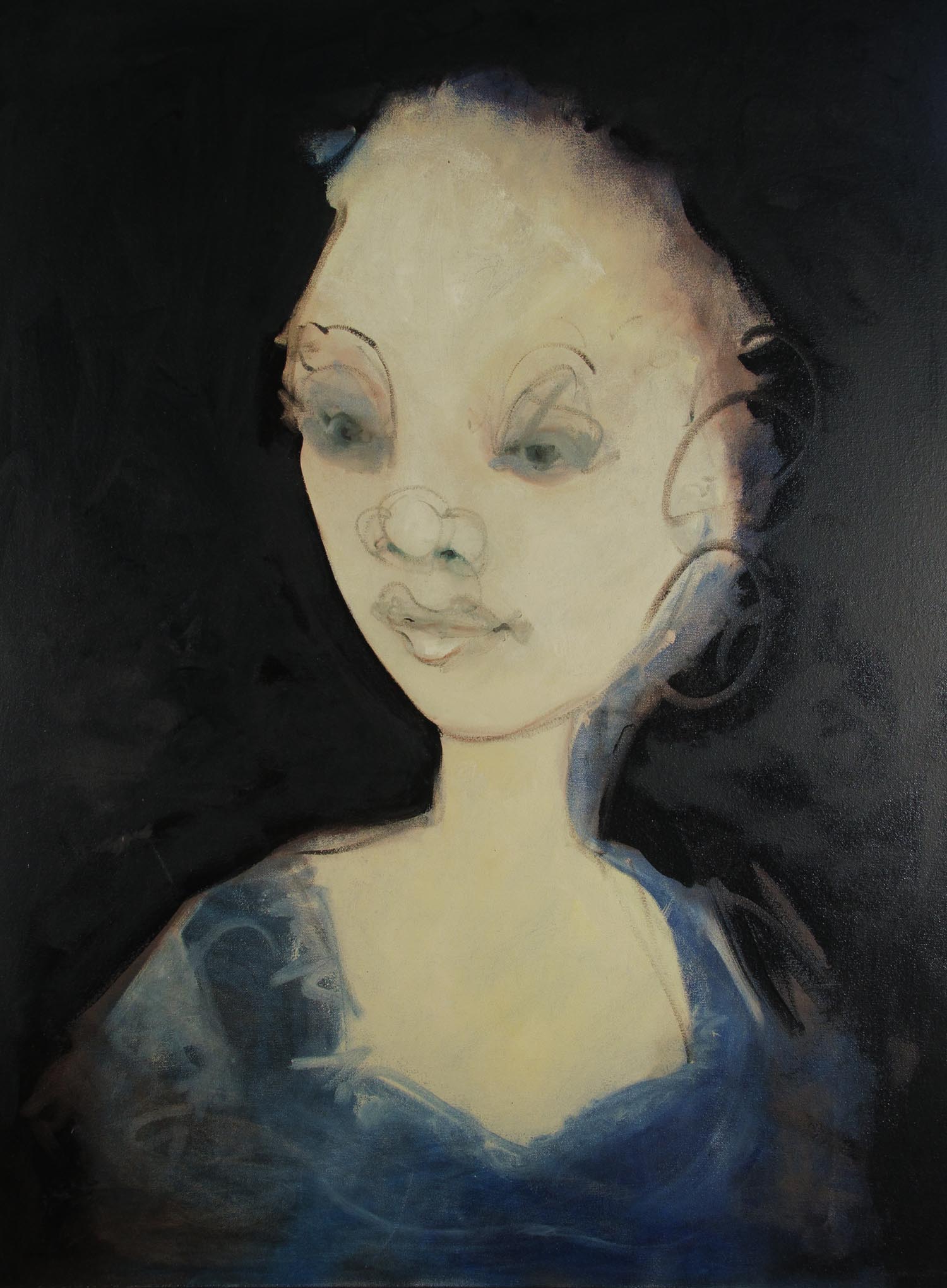 Carlotta Oil painting of woman sad eyes Sam Roloff 3245